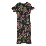 NORTON MCNAUGHTON Womens Black Floral Day Cotton Blend Dress L Button Front