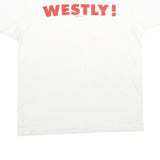 SCREEN STARS Mens White Red WESTLY Graphic T-Shirt L Short Sleeve Crew Neck