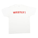 SCREEN STARS Mens White Red WESTLY Graphic T-Shirt L Short Sleeve Crew Neck