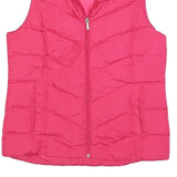 LANDS END Womens Pink Sleeveless Puffer Jacket S Polyester Blend Zip Casual