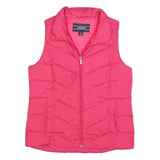 LANDS END Womens Pink Sleeveless Puffer Jacket S Polyester Blend Zip Casual