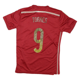 ADIDAS Mens Red & Gold Spain Football Shirt S Short Sleeve Crew Neck Torres 9