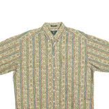 CLUB ROOM Mens Beige & Green Pattern Cotton Blend Shirt L Casual Button Front