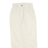 Womens Cotton Blend Cream Regular Fit Zip Closure Trousers W26 L28 Casual Wear