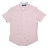 TOMMY HILFIGER Mens Pink Shirt M Button-Down Collar Short Sleeve Cotton