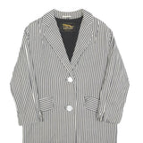 JAGUAR Womens Black & White Stripe Classic Jacket S Cotton Blend Button Closure