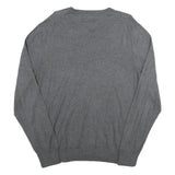 NAUTICA Mens Grey Plain Cotton Blend Jumper V-Neck Basic Knit L Casual Knitwear