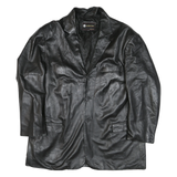 Mens Black Synthetic Classic Jacket 2XL Button Closure Long Sleeve Plain Stylish