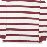 NAUTICAL Mens White & Burgundy Striped Long Sleeve Polo Shirt L Cotton Blend