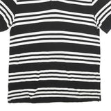 CHAPS Mens Black & White Striped Short Sleeve Polo Shirt L Cotton Casual Summer