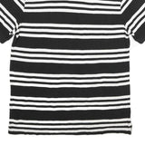 CHAPS Mens Black & White Striped Short Sleeve Polo Shirt L Cotton Casual Summer