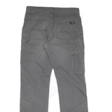 DICKIES Mens Cotton Grey Regular Straight Trousers W32 L34 Workwear Casual Zip