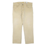 CARHARTT Mens Jeans Beige Regular Straight Denim W36 L30 Cotton Blend Zip