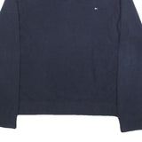 TOMMY HILFIGER Mens Navy Plain Cotton Blend Regular Fit V-Neck Jumper L Classic