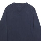 TOMMY HILFIGER Mens Navy Plain Cotton Blend Regular Fit V-Neck Jumper L Classic