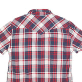 LEVI'S Mens Red Blue & White Check Shirt M Short Sleeve Cotton Casual
