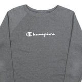 CHAMPION Womens Grey Cotton Blend Crew Neck Sweatshirt M Casual Sportswear