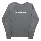 CHAMPION Womens Grey Cotton Blend Crew Neck Sweatshirt M Casual Sportswear