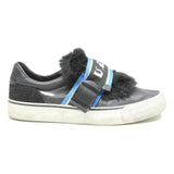 DIESEL Womens Black Leather Casual Flats UK 7 Blue Buckle Detail Comfortable