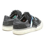 DIESEL Womens Black Leather Casual Flats UK 7 Blue Buckle Detail Comfortable