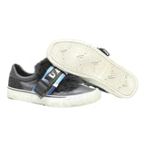 DIESEL Womens Black Leather Casual Flats UK 7 Blue Buckle Detail Comfortable