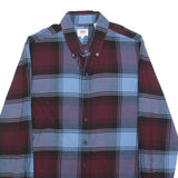 LEVI'S Mens Blue & Maroon Check Shirt S Cotton Blend Long Sleeve Button Down
