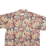 SOGO Mens Brown & Orange Floral Cotton Blend Shirt 2XL Relaxed Fit Casual Summer