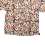 SOGO Mens Brown & Orange Floral Cotton Blend Shirt 2XL Relaxed Fit Casual Summer