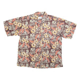 SOGO Mens Brown & Orange Floral Cotton Blend Shirt 2XL Relaxed Fit Casual Summer
