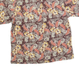 SOGO Mens Brown & Orange Floral Cotton Blend Shirt 2XL Relaxed Fit Casual Summer