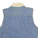ST JOHN'S BAY Womens Blue Denim Cotton Zip Jacket Vest S Corduroy Collar