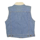 ST JOHN'S BAY Womens Blue Denim Cotton Zip Jacket Vest S Corduroy Collar