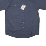 WRANGLER Mens Blue Short Sleeve Cotton Blend Shirt L Button Pocket Casual