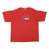Mens Red Graphic T-Shirt L Short Sleeve Crew Neck Volunteer Dancing Print