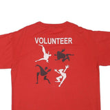 Mens Red Graphic T-Shirt L Short Sleeve Crew Neck Volunteer Dancing Print