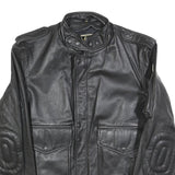 IXS Mens Black Leather Biker Jacket S Zip Motorbike Style Ribbed Cuffs