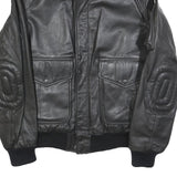 IXS Mens Black Leather Biker Jacket S Zip Motorbike Style Ribbed Cuffs