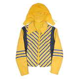 Womens Yellow & Navy Striped Zip Jacket S Polyester Blend Casual Lightweight