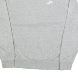 NIKE Mens Grey Crew Neck M Cotton Blend Sweatshirt Small White Logo Casual