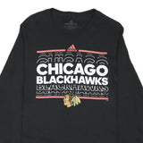 ADIDAS Mens Black Chicago Blackhawks Long Sleeve Crew Neck Cotton Blend T-Shirt
