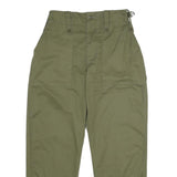Womens Cotton Blend Green Regular Fit Straight Trousers W26 L30 Casual Utility