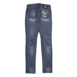 GUESS Womens Jeans Blue Slim Skinny Denim Medium W24 L32 Crystal Skull Back