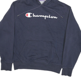CHAMPION Mens Navy Blue Hoodie M Cotton Blend Pullover Sweatshirt