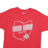 RUSSELL ATHLETIC Mens Red Ohio State Buckeyes Graphic T-Shirt XL Crew Neck Short