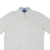 TOMMY HILFIGER Mens White & Brown Patterned Shirt L Button Down Cotton Blend
