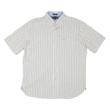 TOMMY HILFIGER Mens White & Brown Patterned Shirt L Button Down Cotton Blend