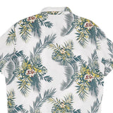 Mens White Green Yellow Floral Cotton Blend Shirt XL Tropical Pattern Casual