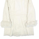 MI IT Womens Cream Fur Collar Button Jacket S Polyester Faux Fur Trim Winter