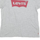 LEVI'S Mens Grey L Cotton Blend Short Sleeve Crew Neck Logo T-Shirt