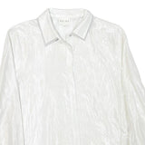 REISS Womens White Polyester Blend Shirt UK 12 Elegant Long Sleeve Formal
